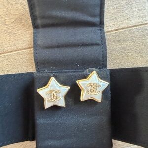 CHANEL Gold and Pearl Star Stud Earrings